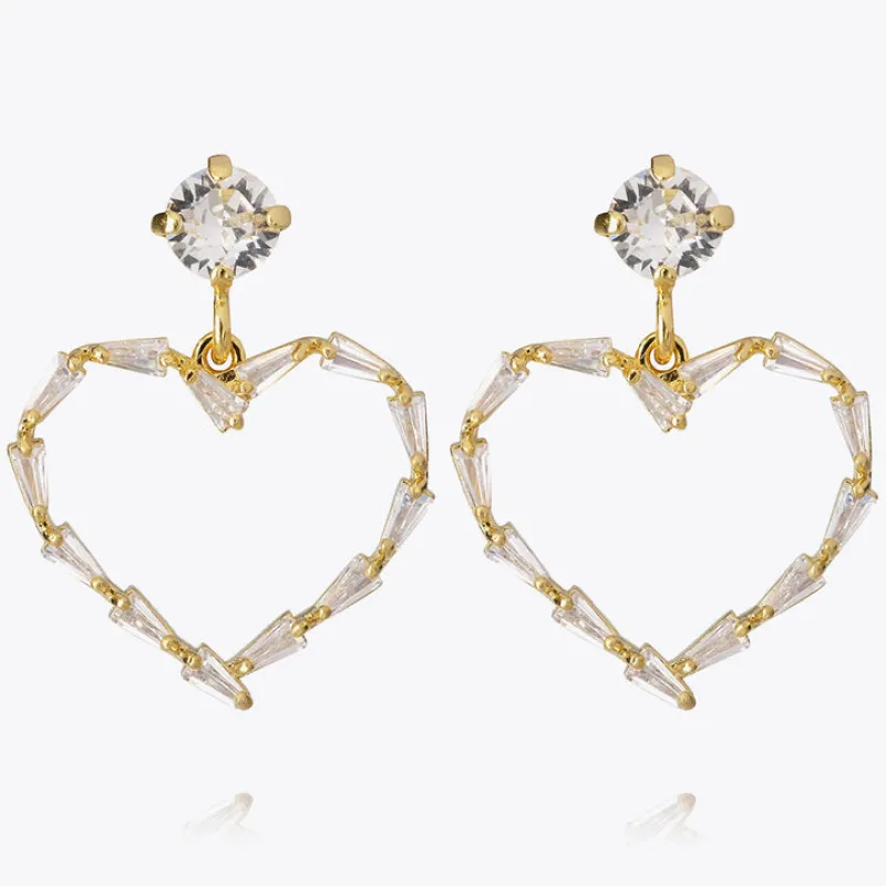 Caroline Svedbom Baguette Heart Örhängen/ Crystal (Guld)