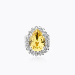 Caroline Svedbom Classic Gemma Ring, ReCreated™ Dark Jonquil – Rhodium