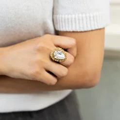 Caroline Svedbom Classic Gemma Ring Crystal – Rhodium