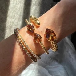 Caroline Svedbom Armband Caroline Svedbom Classic Rope Armband Rhodium / Light Amber