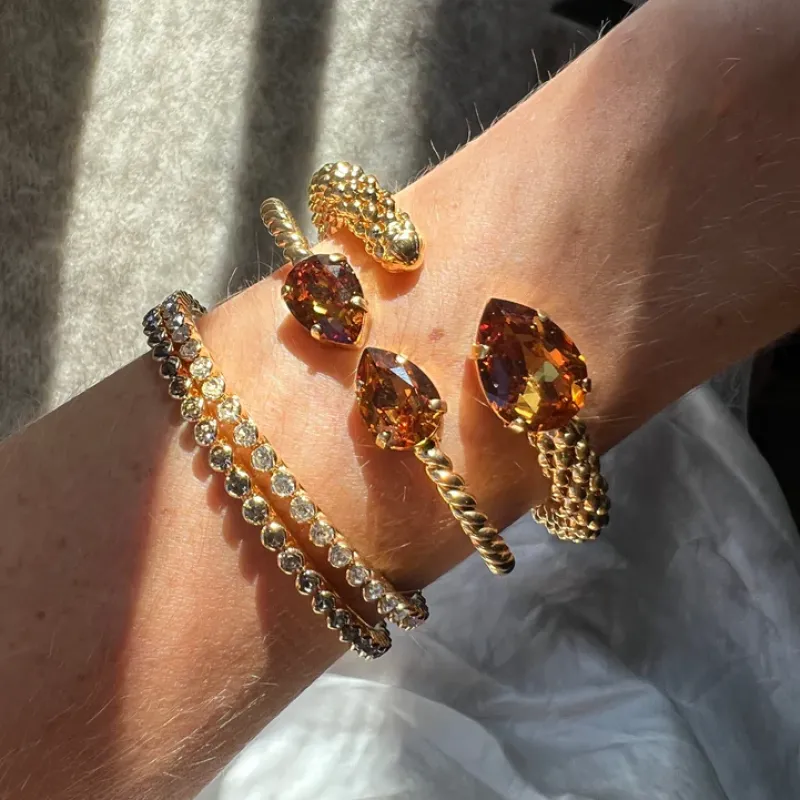 Caroline Svedbom Armband Caroline Svedbom Classic Rope Armband Rhodium / Light Amber