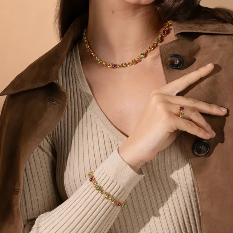Caroline Svedbom Fay Halsband, Autumn Bloom Combo – Rhodium