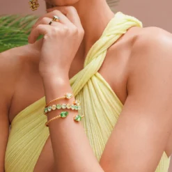 Caroline Svedbom Armband Caroline Svedbom Gia Stud Armband/ Lime Combo (Guld)