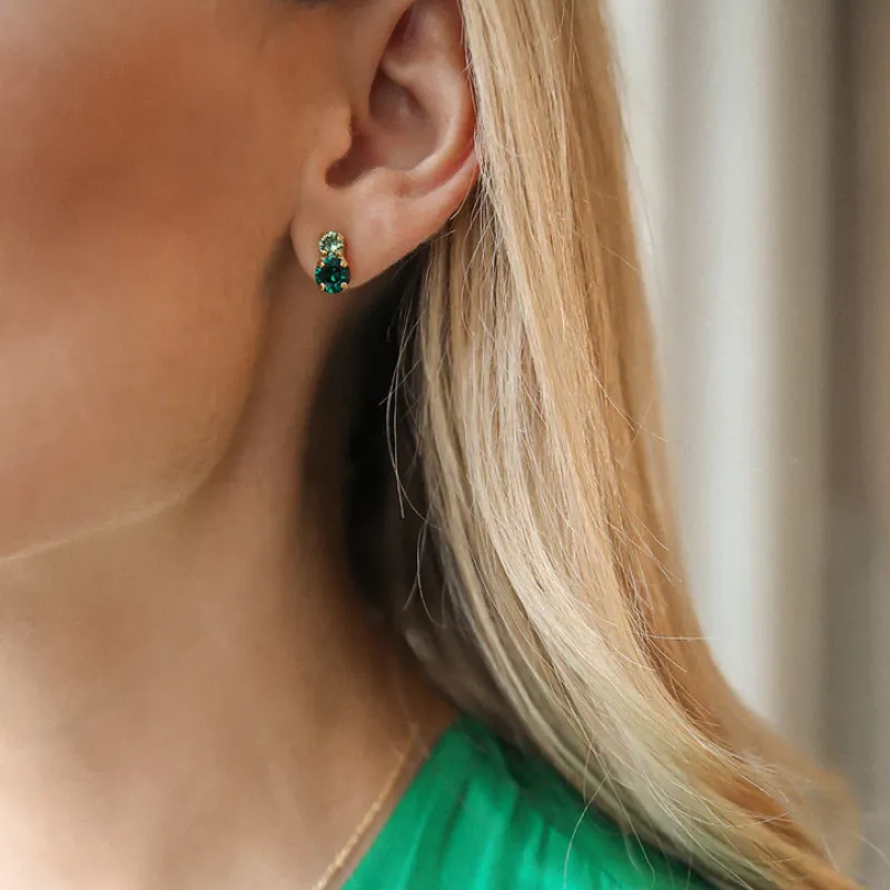 Caroline Svedbom Leah Örhängen / Green Combo (Rhodium)