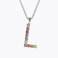 Caroline Svedbom Halsband Caroline Svedbom Letter Halsband L / Rainbow Combo (Rhodium)