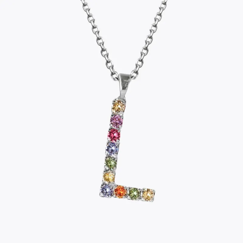 Caroline Svedbom Halsband Caroline Svedbom Letter Halsband L / Rainbow Combo (Rhodium)