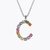 Caroline Svedbom Letter Halsband C / Rainbow Combo (Rhodium)