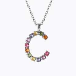 Caroline Svedbom Letter Halsband C / Rainbow Combo (Rhodium)