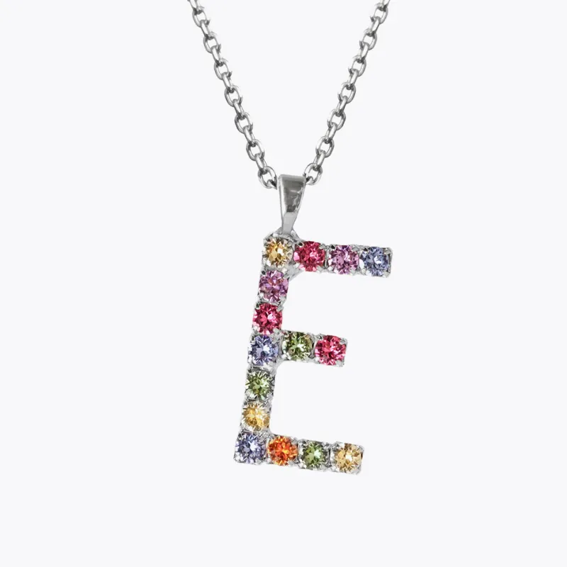 Caroline Svedbom Halsband Caroline Svedbom Letter Halsband E / Rainbow Combo (Rhodium)