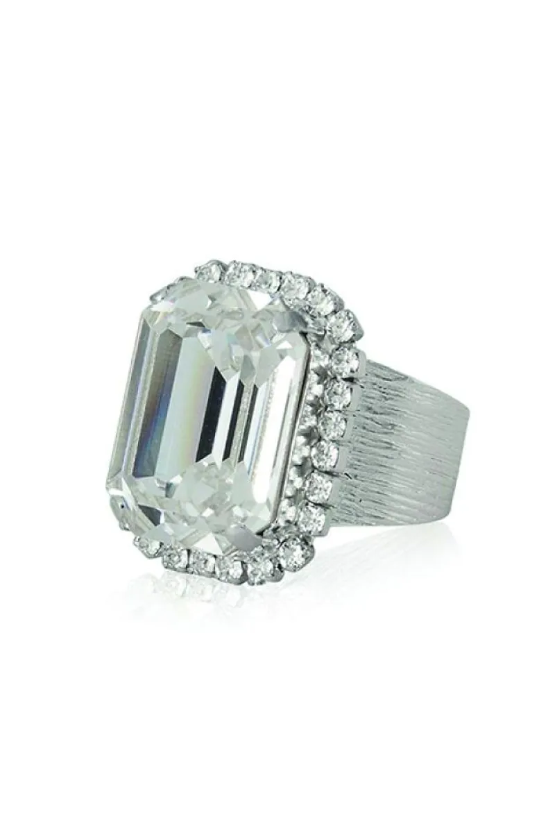 Caroline Svedbom Ringar Caroline Svedbom Lydia Cocktail Ring Crystal – Rhodium