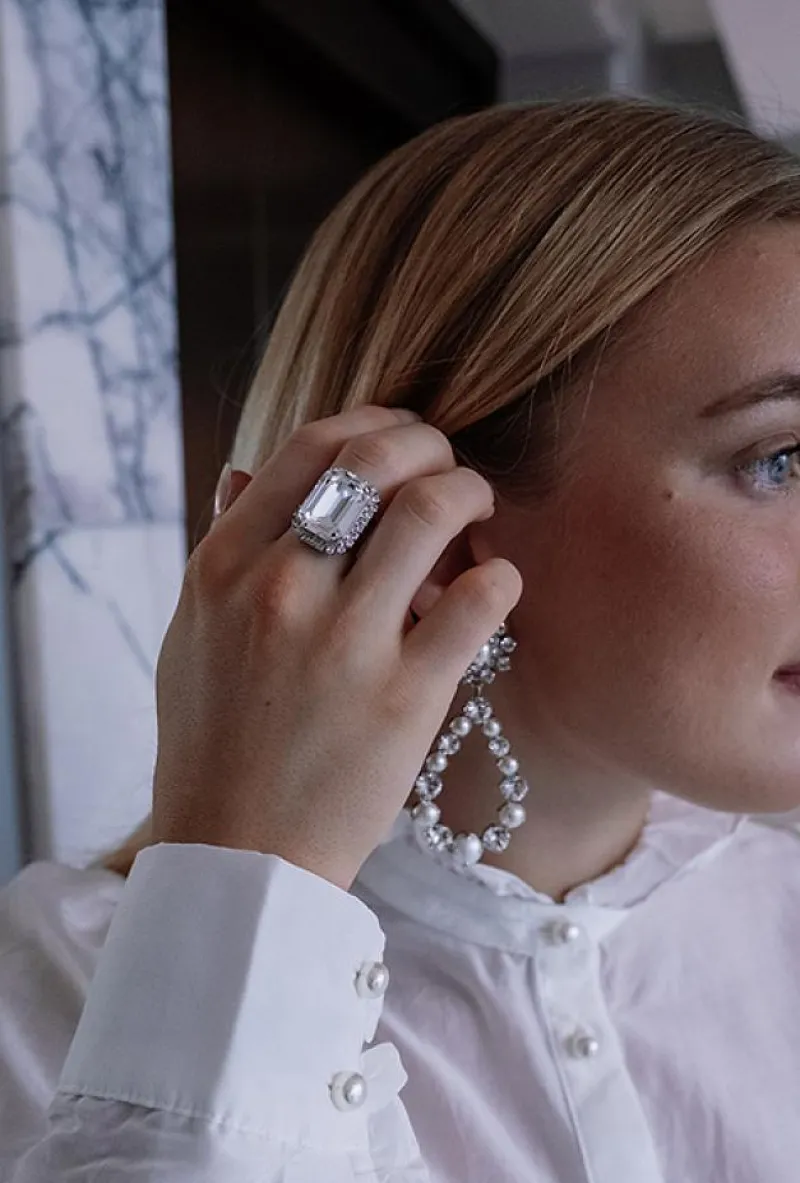 Caroline Svedbom Ringar Caroline Svedbom Lydia Cocktail Ring Crystal – Rhodium