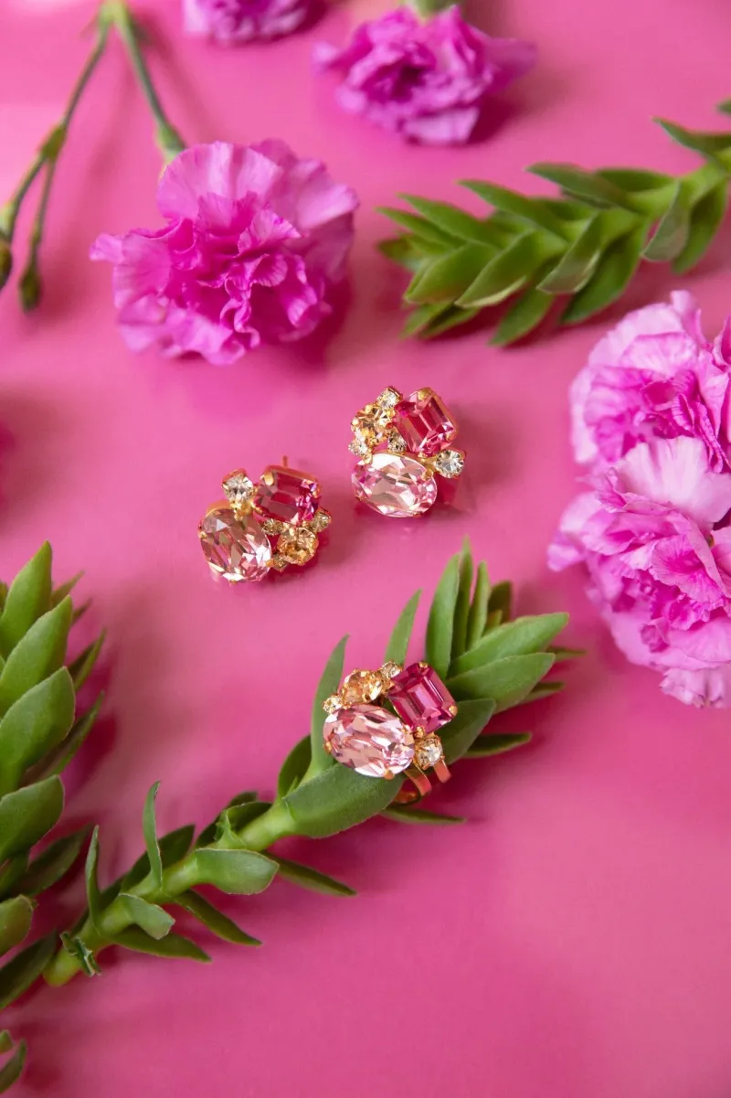 Caroline Svedbom Mini Carolina Örhängen/ Pink Combo (Guld)