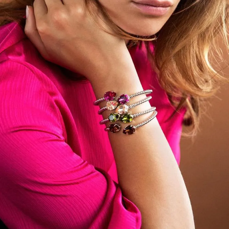 Caroline Svedbom Armband Caroline Svedbom Mini Drop Armband Rhodium / Olivine
