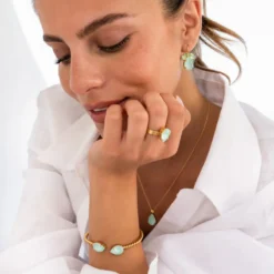 Caroline Svedbom Armband Caroline Svedbom Mini Drop Armband / Soft Mint (Rhodium)