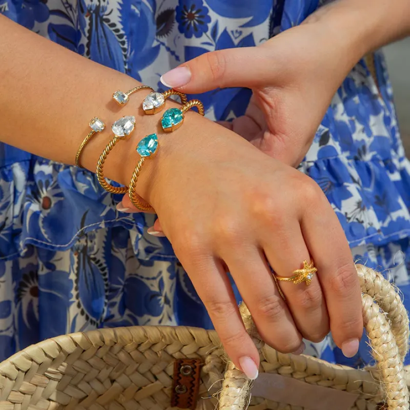 Caroline Svedbom Armband Caroline Svedbom Mini Drop Armband Guld / Light Turquoise