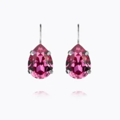Caroline Svedbom Mini Drop Clasp Örhängen, Dark Rose – Rhodium