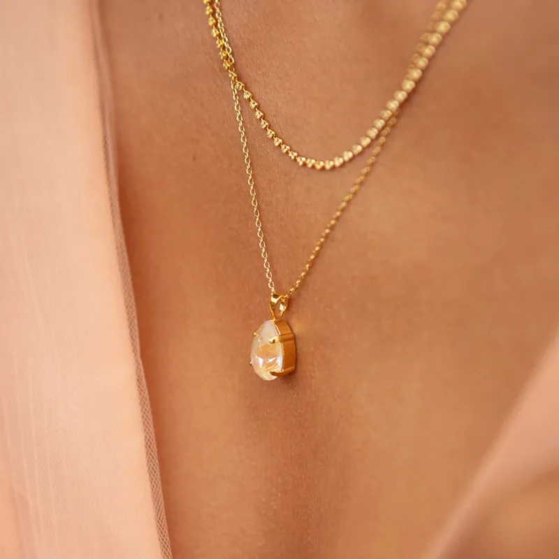 Caroline Svedbom Mini Drop Halsband/ Ivory Cream Delite (Rhodium)