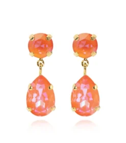 Caroline Svedbom Mini Drop Örhängen/ Orange Glow Delite (Guld)