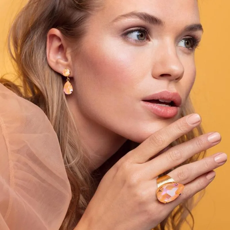 Caroline Svedbom Mini Drop Örhängen / Peach Delite Rhodium