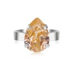 Caroline Svedbom Mini Drop Ring Rhodium / Light Peach