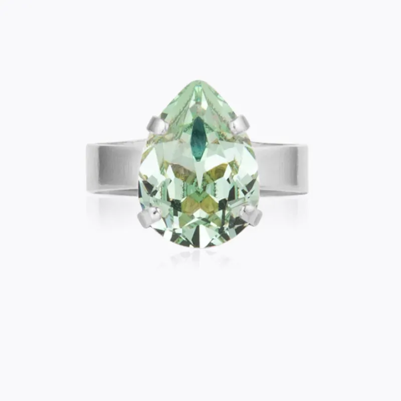 Caroline Svedbom Mini Drop Ring/ Chrysolite (Rhodium)