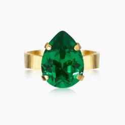 Caroline Svedbom Mini Drop Ring / Majestic Green (Guld)