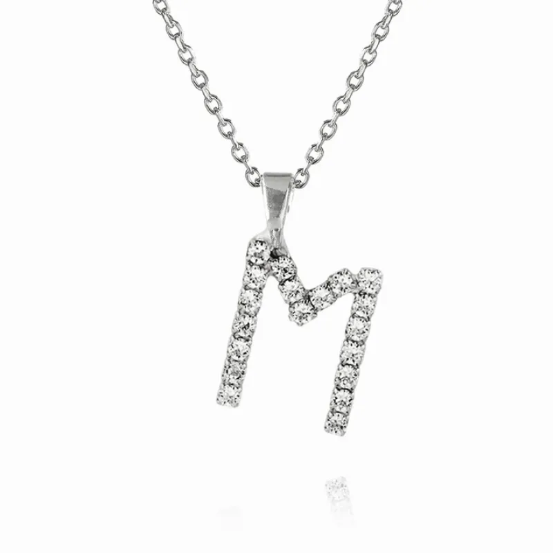 Caroline Svedbom Mini Letter M Halsband (Rhodium)