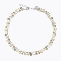 Caroline Svedbom Mini Pomona Halsband, Black Golden Combo – Rhodium
