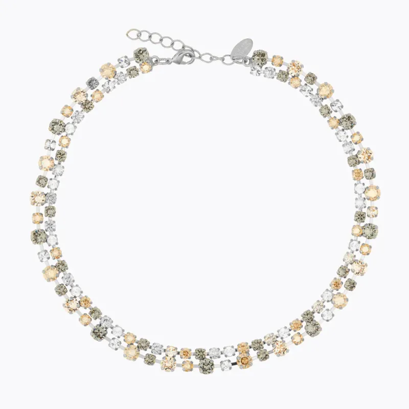 Caroline Svedbom Mini Pomona Halsband, Black Golden Combo – Rhodium