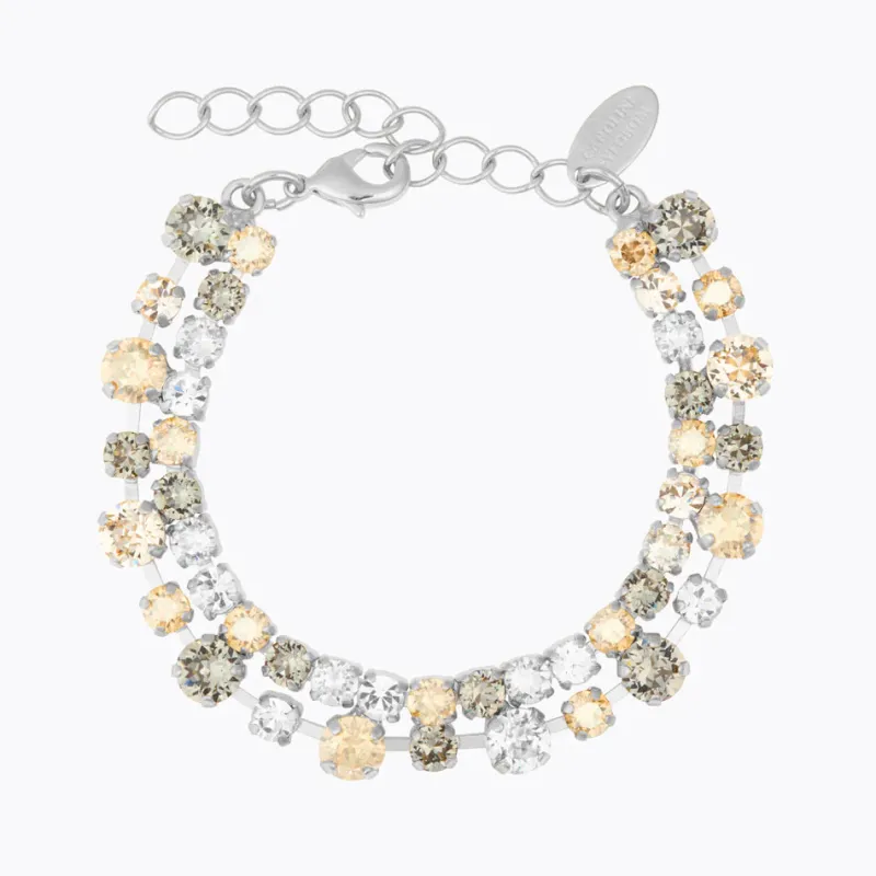 Caroline Svedbom Armband Caroline Svedbom Mini Pomona Armband, Black Golden Combo – Rhodium