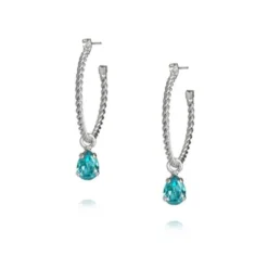 Caroline Svedbom Nani Örhängen Rhodium / Light Turquoise