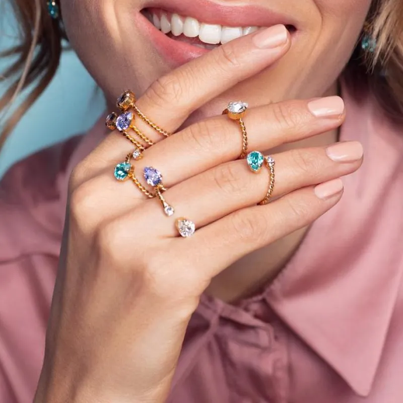 Caroline Svedbom Niki Ring Rhodium / Crystal