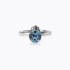 Caroline Svedbom Petite Drop Ring, Denim Blue – Rhodium