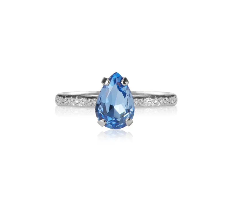 Caroline Svedbom Petite Drop Ring / Lapis (Rhodium)