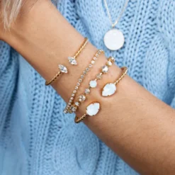 Caroline Svedbom Armband Caroline Svedbom Petite Navette Armband / Crystal (Guld)