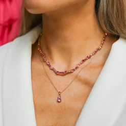 Caroline Svedbom Halsband Caroline Svedbom Petite Navette Halsband/ Light Rose (Rhodium)