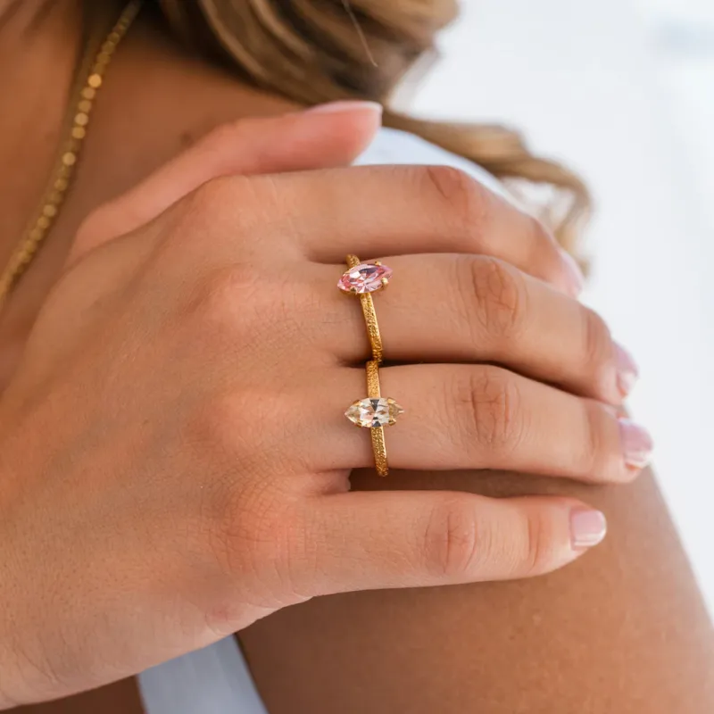 Caroline Svedbom Petite Navette Ring / Light Rose (Guld)