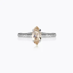 Caroline Svedbom Petite Navette Ring / Light Silk (Rhodium)