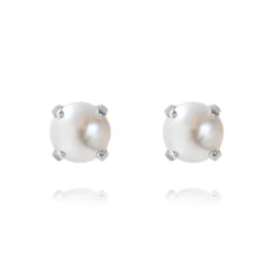 Caroline Svedbom Örhängen Classic Stud Pearl (Rhodium)