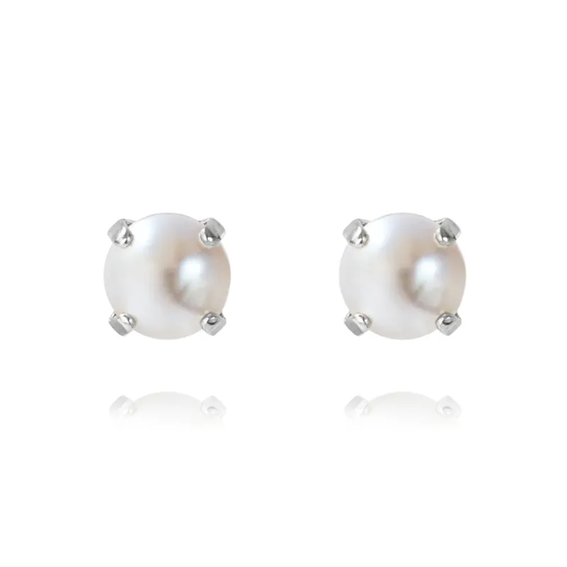 Caroline Svedbom Örhängen Classic Stud Pearl (Rhodium)