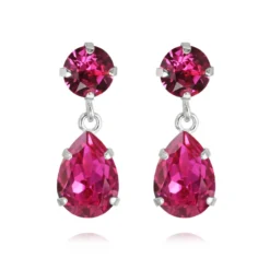 Caroline Svedbom Örhängen Mini Drop Fuchsia (Rhodium)
