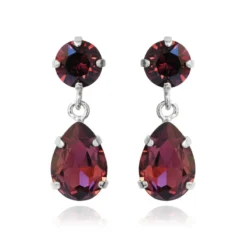 Caroline Svedbom Örhängen Mini Drop Burgundy (Rhodium)