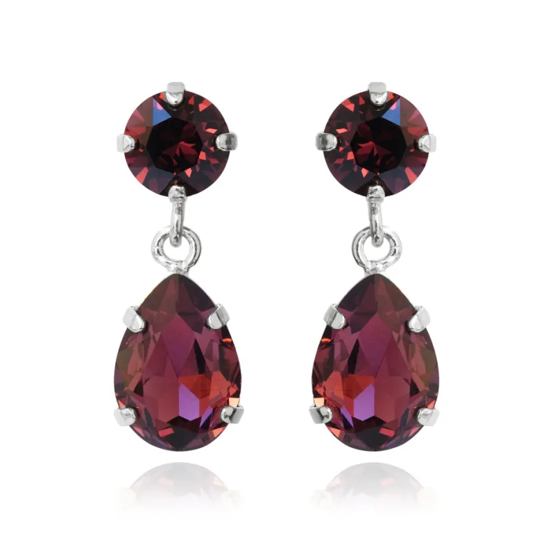 Caroline Svedbom Örhängen Mini Drop Burgundy (Rhodium)