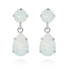 Caroline Svedbom Örhängen Mini Drop White Opal (Rhodium)