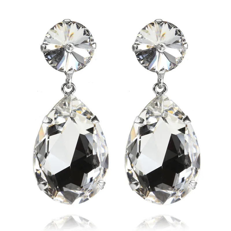 Caroline Svedbom Örhängen Perfect Drop Crystal (Rhodium)