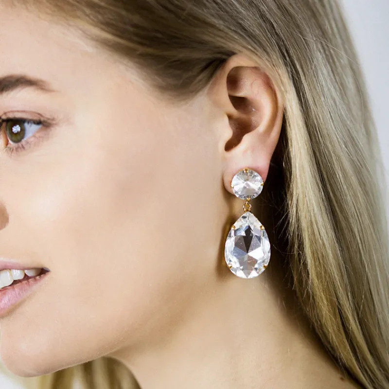 Caroline Svedbom Örhängen Perfect Drop Crystal (Rhodium)