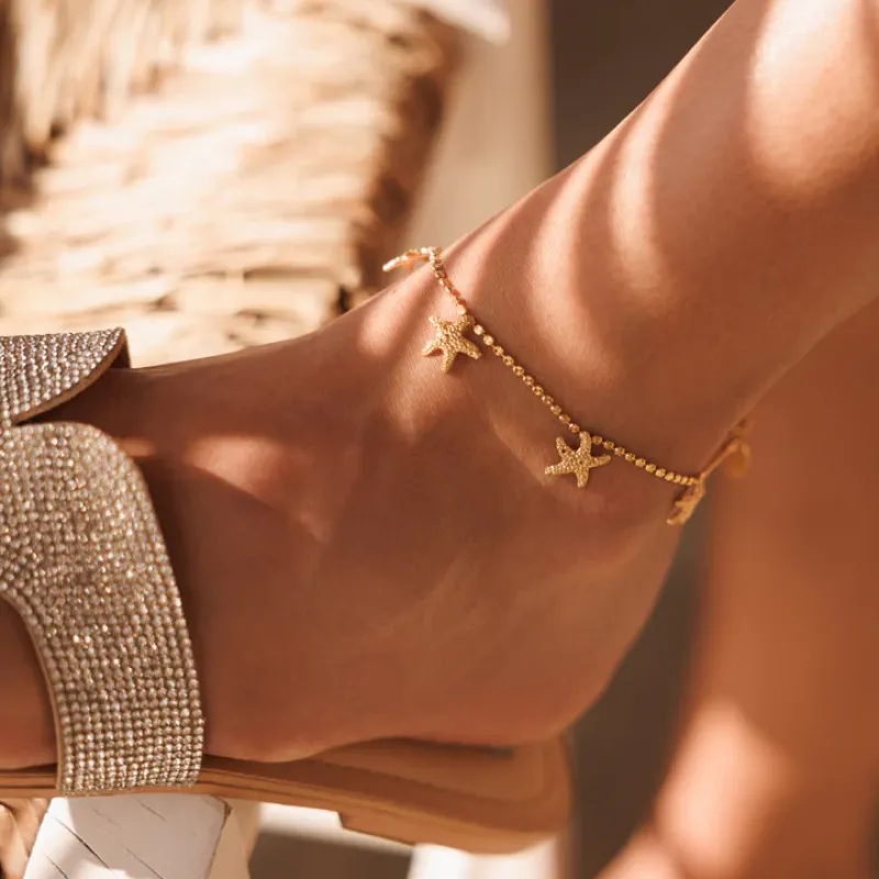 Caroline Svedbom Sea Star Ankel Chain (Rhodium)