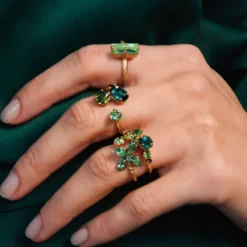 Caroline Svedbom Stardust Ring / Green Combo (Rhodium)