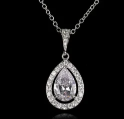 KAMPANJ Celine Estelle Silverhalsband med Vitguld och CZ 40+8 cm