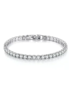 KAMPANJ Celine Estelle Stilrent Silverarmband med Vitguld och CZ 4 mm
